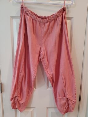 Oh My Gauze! Coral Pink Elastic Harem Pants with Knotted Cuffs